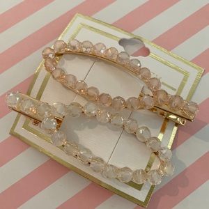 Light pink/white crystal hair clips